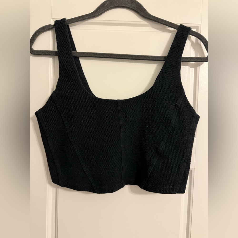 Aerie Black Textured Crop Top